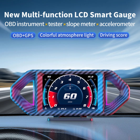 P26 Multi-function Smart Car System GPS OBD2 Head Up Display With Speedometer Tachometer Fuel Consumption Water Temp Voltage
