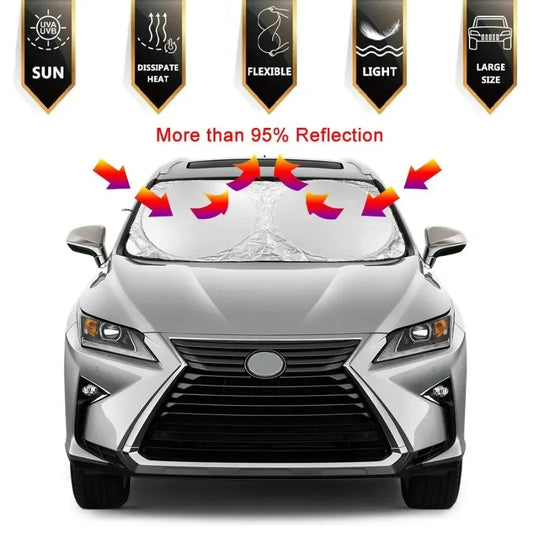 Car Windshield Sun Shade Cover - Visor for Interior Use, Folding Parasol, Suitable for Automobiles, Helps with Sun Protection