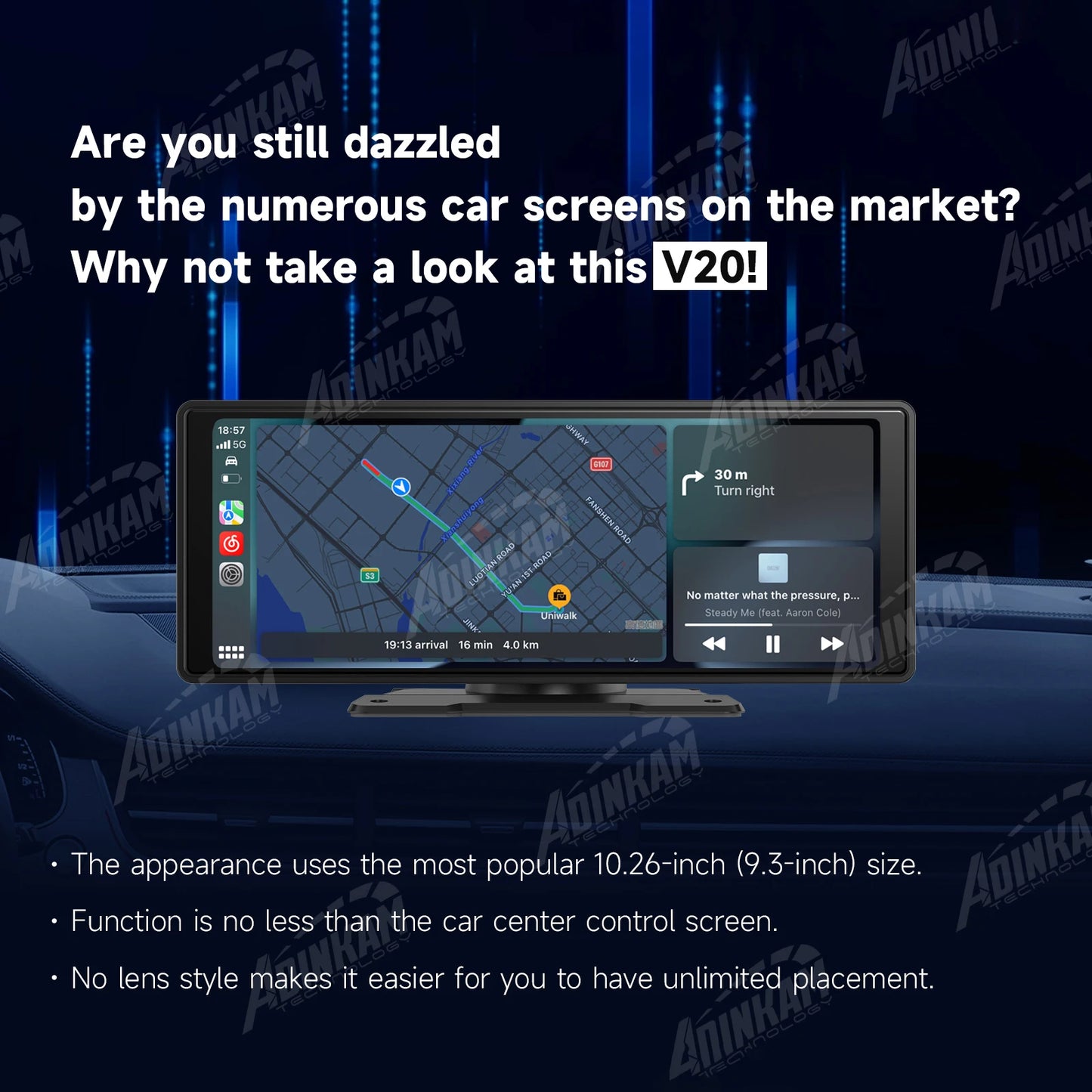 New Trend 10.26 Inch Carplay Android Auto Smart Screen Built In 5G Hz WiFi BT Support BT Audio Airplay Miracast Car Dashboard