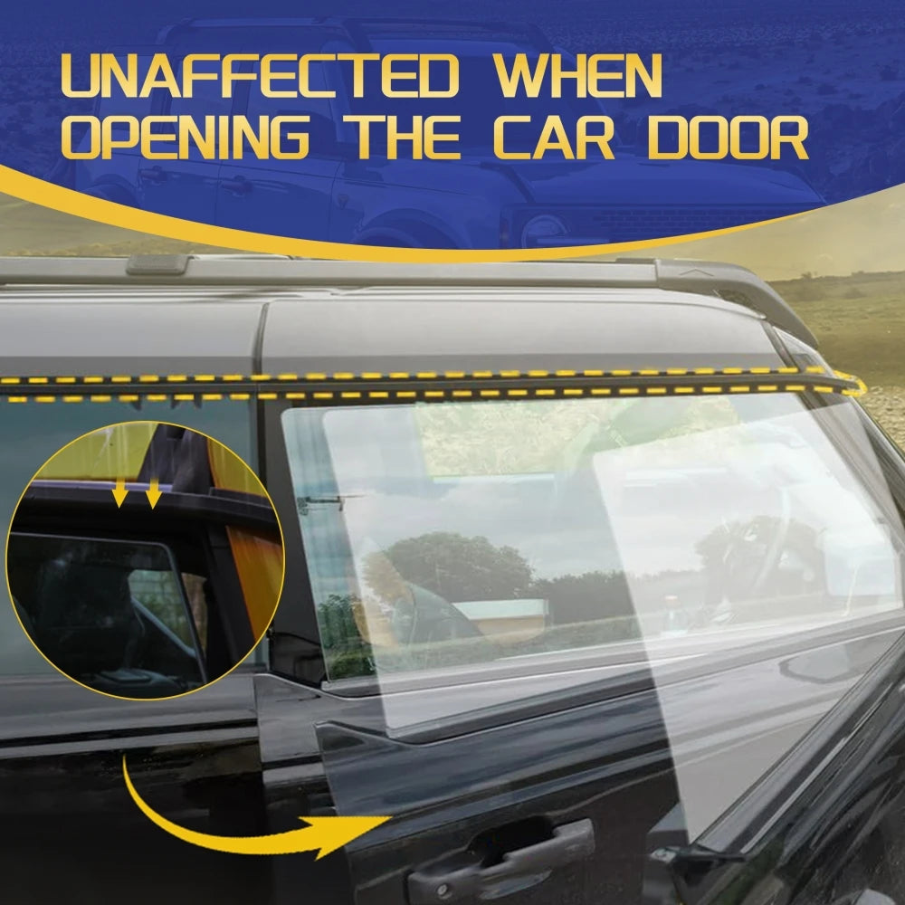 For Ford Bronco 2021-2024 4-Door Side Window Visors Guard Roof Rain Guiding Gutter Protect from Sun Raindrops and Noisy Wind