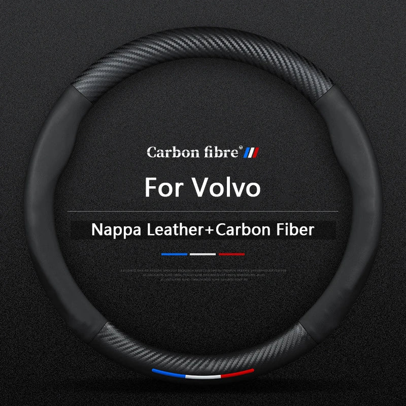 Car Carbon Fiber Leather Steering Wheel Cover For Volvo XC40 XC60 XC70 XC90 S40 S60 S80 S90 V40 V60 V70 V90 C70 Auto Accessories