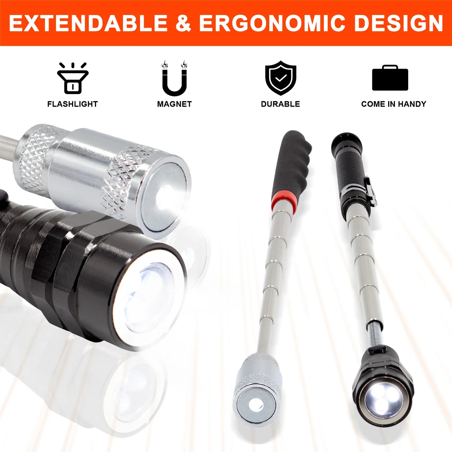 Car Tire Repair Kit With Telescoping Magnet Flashlight Pickup Tool Multi-tool Pliers Pressure Gauge Plugs Roadside Toolbox