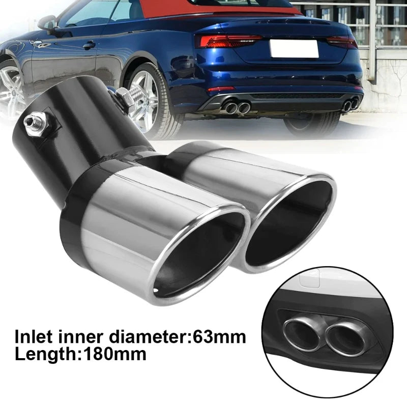 Decoração do carro tubo traseiro cromado estilo carro universal escape silenciador tubo cauda aço inoxidável curvo saída dupla