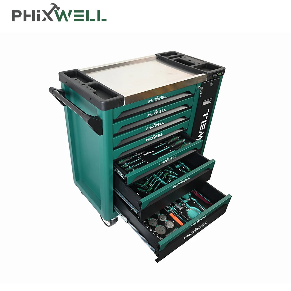 Heavy Duty Metal Iron 7 Drawers Roller Tool Trolley Tool Cabinet With Mechanic Repair Tools