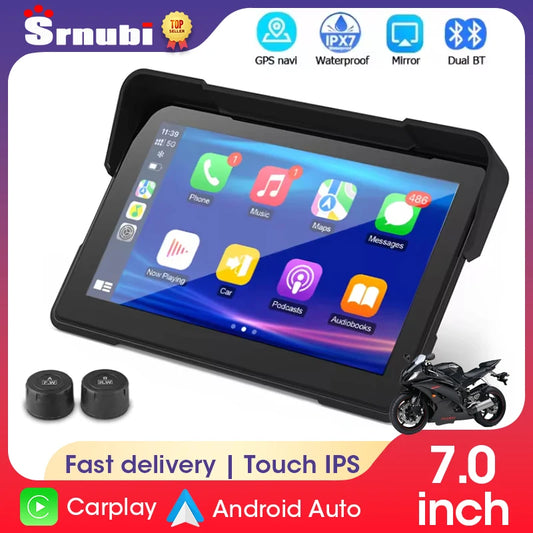 5/7 inch Carplay Motorcycle DVR Navigation GPS Wireless CarPlay Android Auto Airplay Display Screen Portable IPX7 Moto Monitor