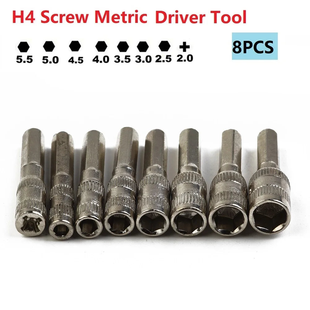Hand Tools Home Socket Hex Socket Driver Tool H4 8pcs/Set Drill Bit Hex Nut Hex Shank Metric For Car Repairing