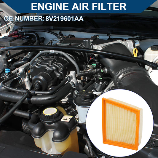 X Autohaux Car Engine Air Filter No.8V219601AA for Ford Fiesta Mk7 1.25L 1.4L 1.6L Long Life Filter Element Air Cleaner 1 Pcs