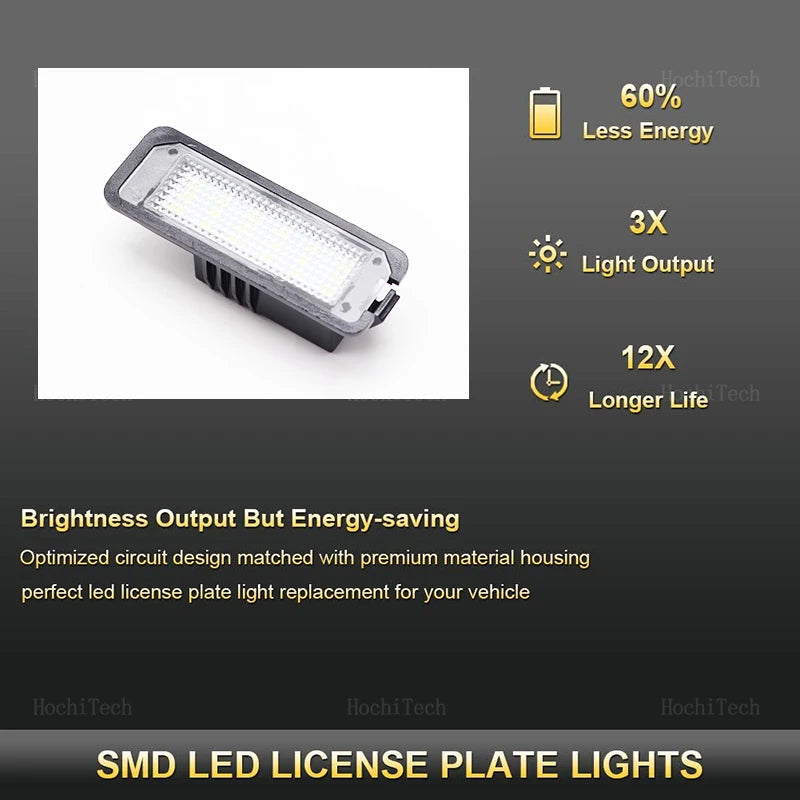 2pcs LED License Number Plate Light Lamp For VW Passat B6 CC Eos Golf 4 5 6 7 MK7 Polo Superb Seat Leon Altea Car Lamp