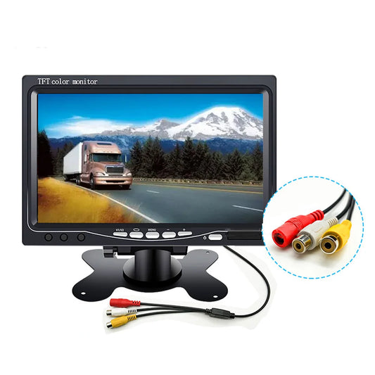 7 Inch Color TFT LCD DC 12V Car Monitor Rear View Headrest Display With 2 Channels Video Input For DVD VCD Reversing Camera