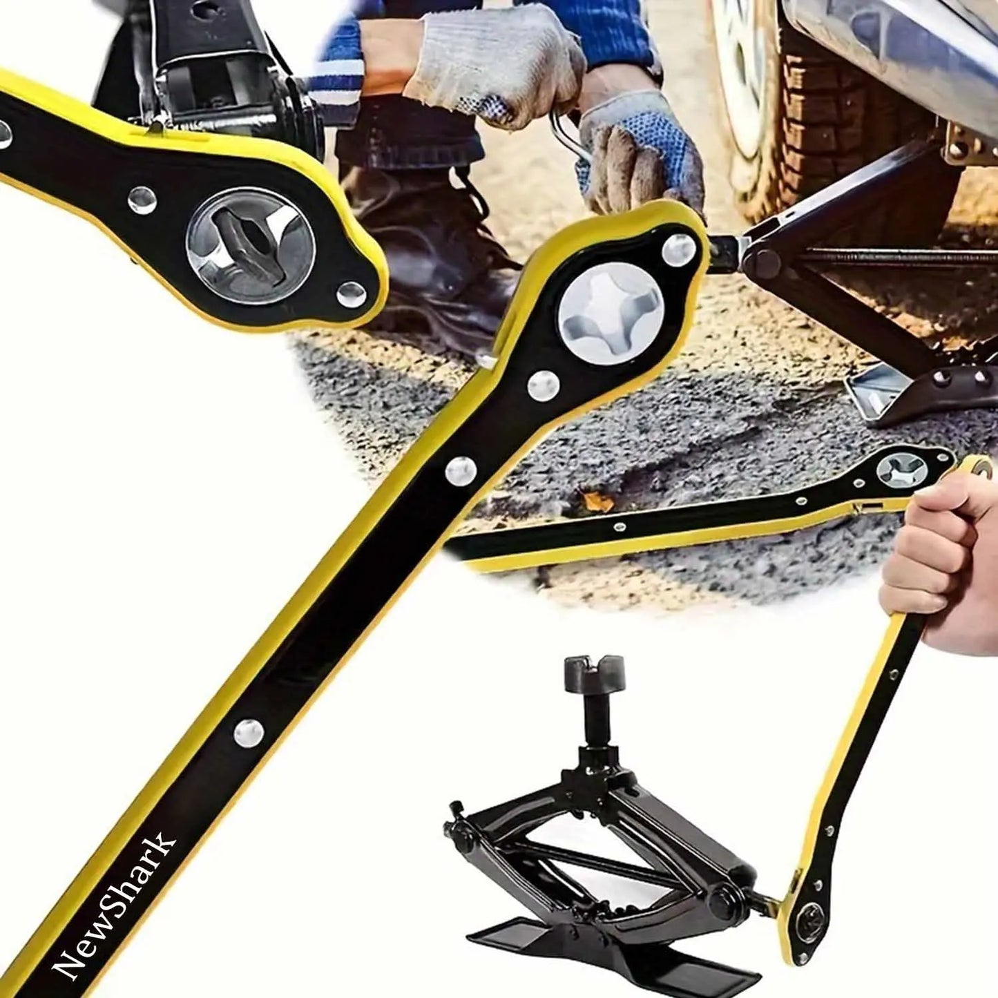 Car Labor-saving Car Jack Garage Tire Wheel Lug Wrench Scissor Handle Labor-Saving Wrench Auto Repair Tool