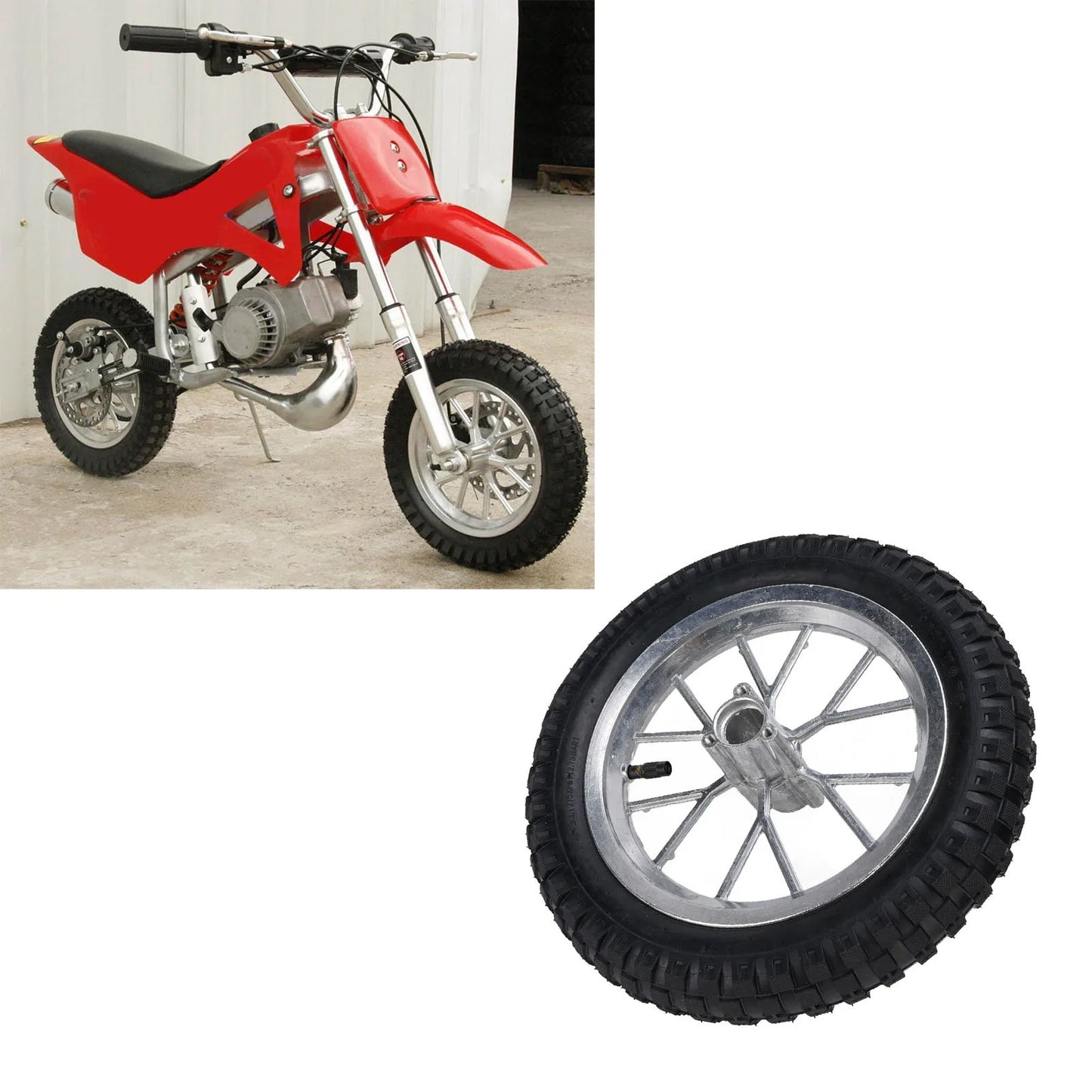 12 1/2X2.75 12.5x2.75 Tire Metal Rubber Rear Wheel Rim Tire Assembly for 2 Stroke Bike 47cc 49cc Motorcycle Rear Tyre