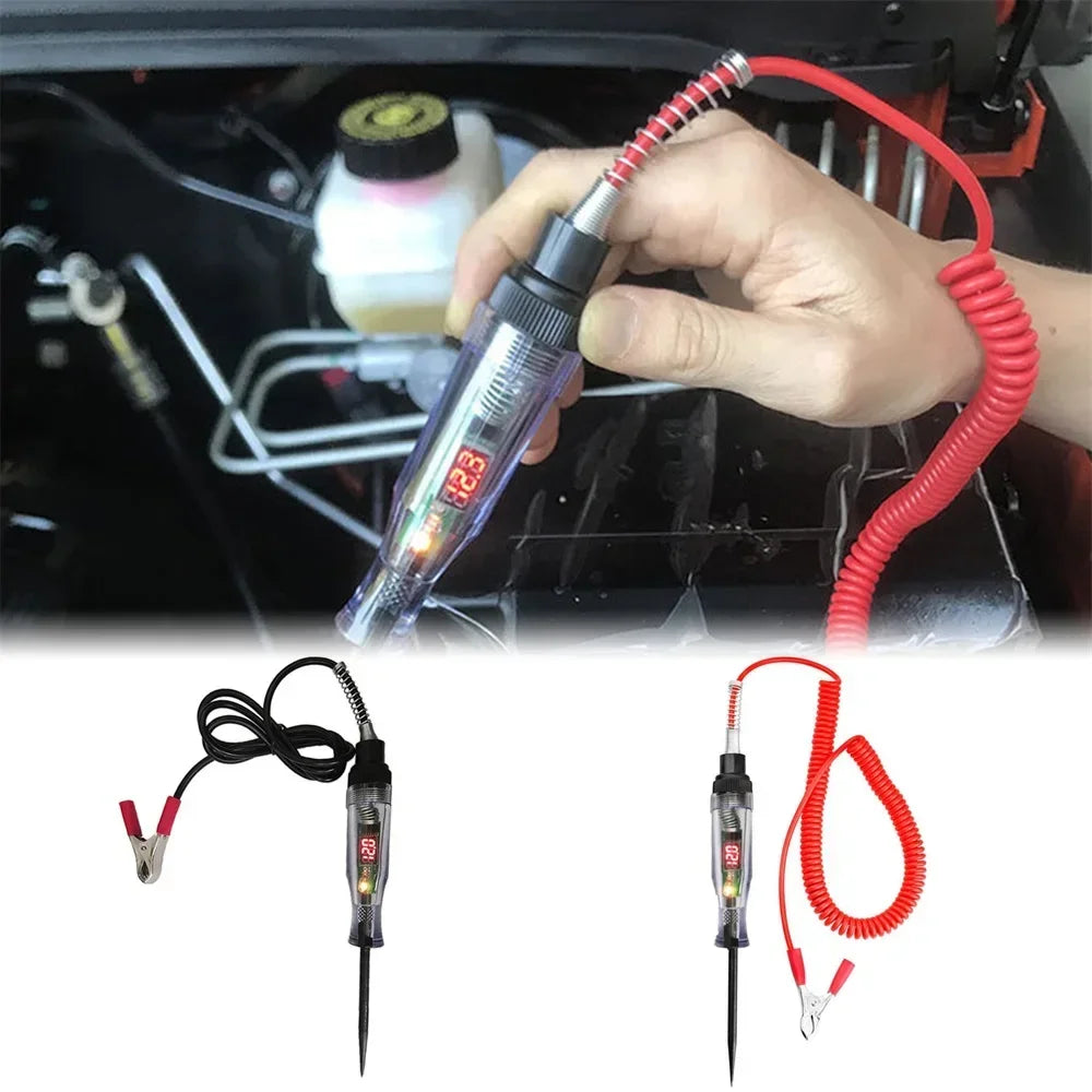 Digital Display Test Pen Versatile Car Circuit Tester for 6V 12V 24V DC Systems Safe Reliable Automotive Diagnostics with LED