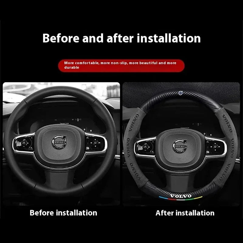 Car Steering Wheel Cover For Volvo XC40 XC60 XC70 XC90 C30 C40 S60 S80 S90 V40 V60 V90 ES90 Suede 38cm Anti-Slip Car Accessories