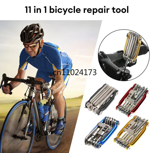 11 in 1 Bicycle Repair Tool Kit Mountain Bike Wrench Screwdriver Chain Hex Spoke Multifunction Bicycle Repair Set Cycling Tool