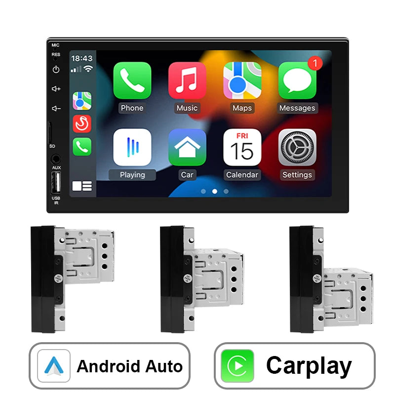 Car Radio 1 Din MP5 Android Auto CarPlay 7 Inch Universal Autoradio USB TF Camera Bluetooth HD Camera Smart Car Systems