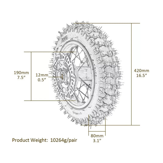10" Rear Wheel 3.00-10 Tire Rim 3.00-10 Tire  for Dirt Pit Trail Bikes CRF KLX Motorcycle