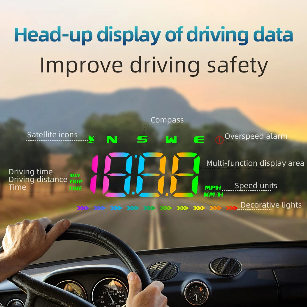 GPS Display Dual System HUD Car Auto Electronics Head-Up Display Windshield Projector Digital Accessories For Gasoline Car