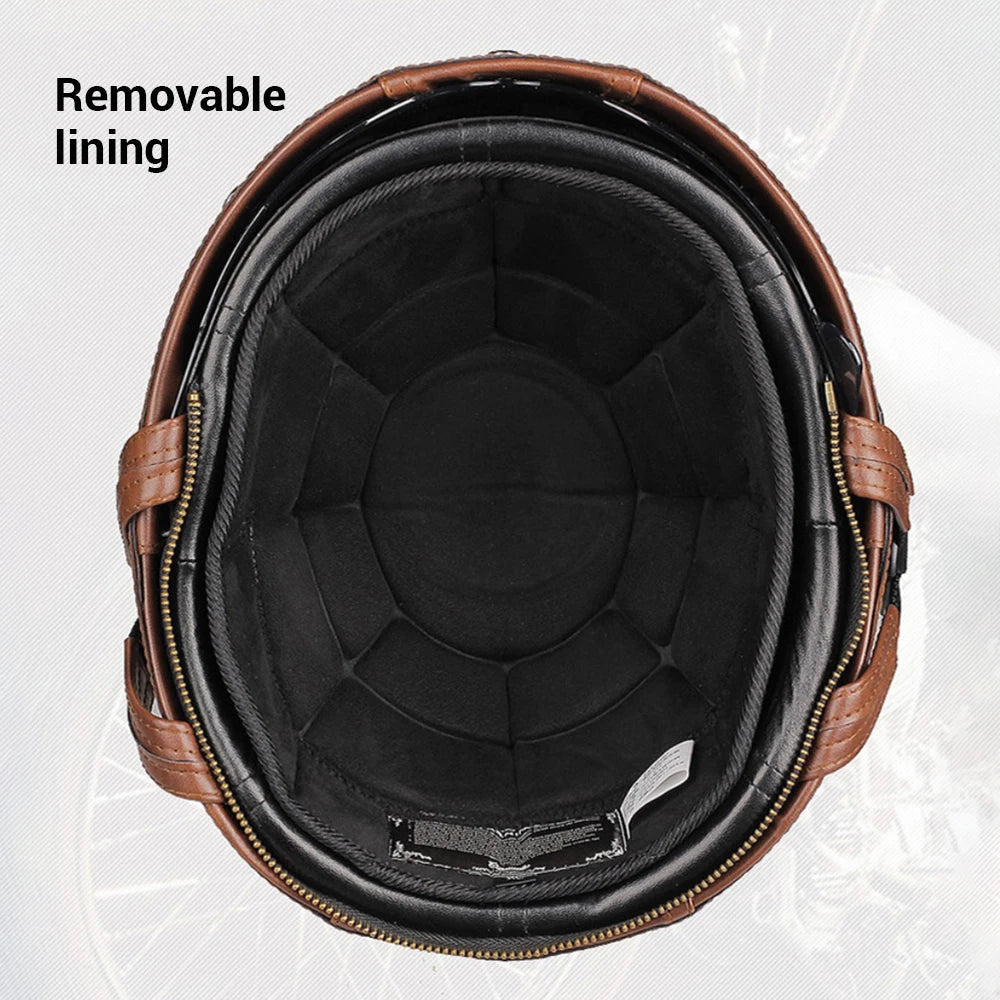 Motorcycle Leather Retro Capacete De Moto Scooter Motorbike Helmet German Dot Safety Vintage Casco Moto Four Seasons Helmet