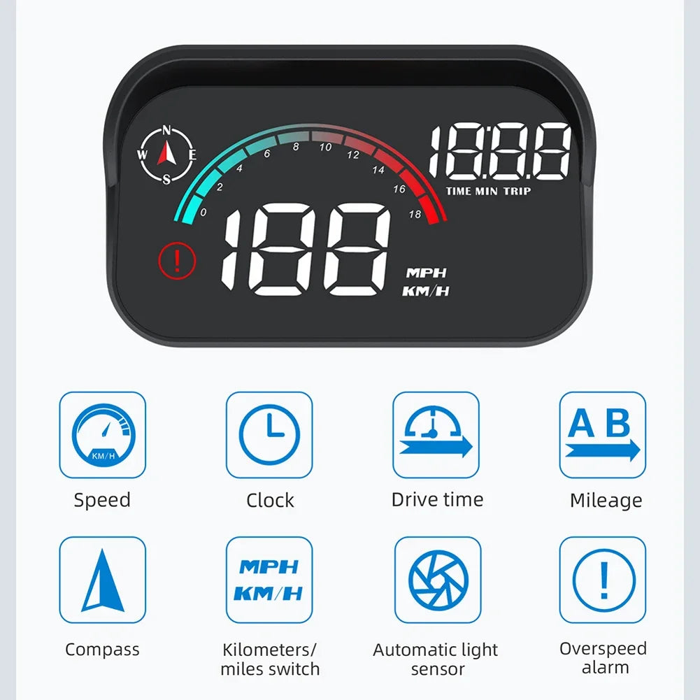 Car Head Up LCD Display Universal Digital GPS Speedometer Projector Screen Dashboard Odometer with Overspeed Alarm For All Cars