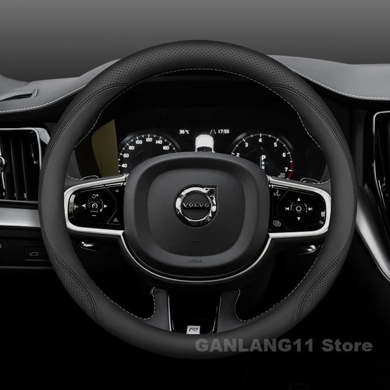Leather Car Steering Wheel Cover For Volvo XC60 XC40 XC90 Anti-slip Auto Steering Wheel Cover Volvo XC60 Accessories