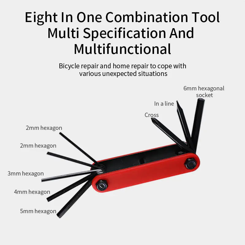 Bicycle Multi-Functional Combination Tool 8 in 1 Multi-functional Repair Tool Highway Bike Loading Folding Tool Repair Bike Hex