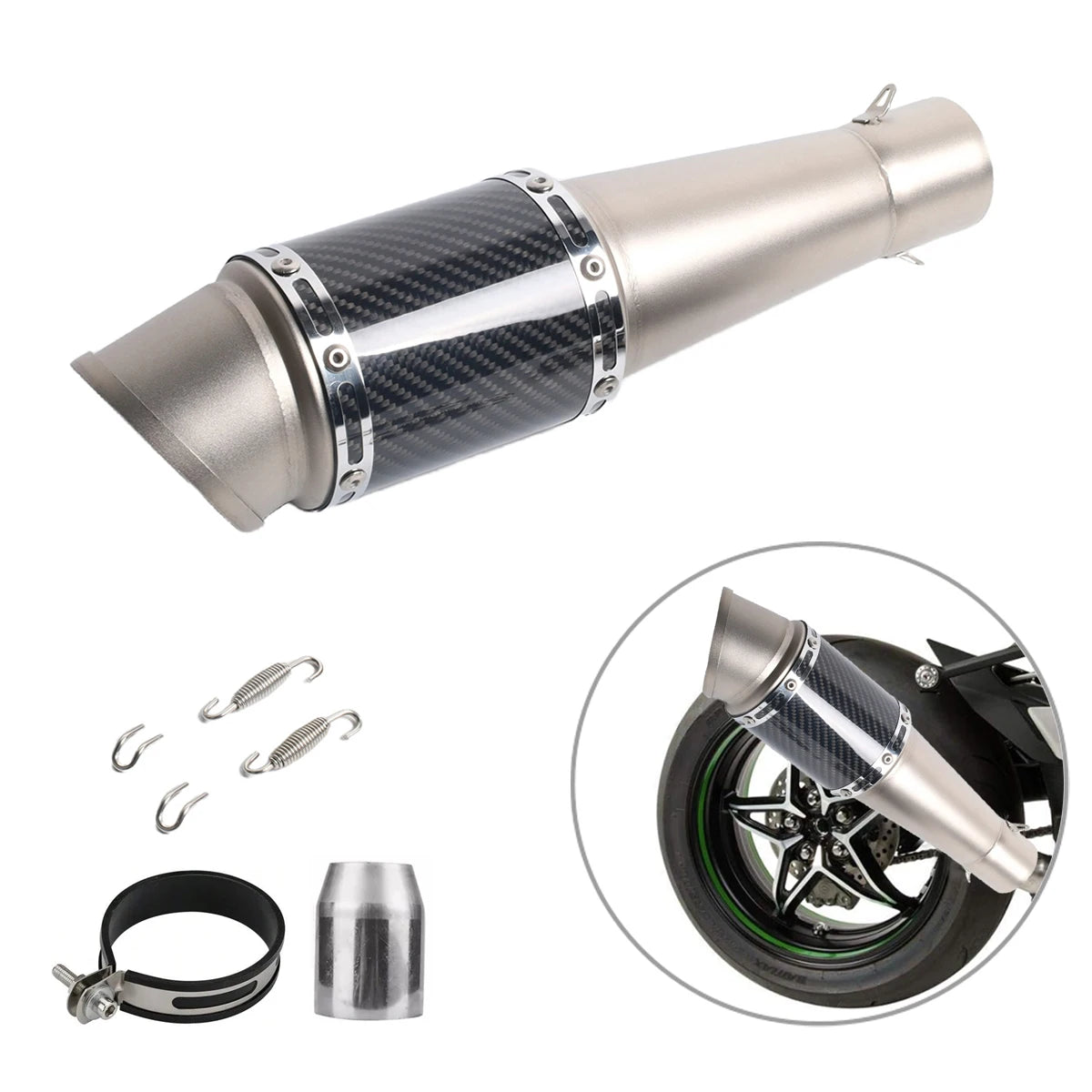 Silenciador de tubo de escape de motocicleta con forma de granada Universal, diámetro 51mm, adecuado para Z1000 Z900 GSR600 FZ6N