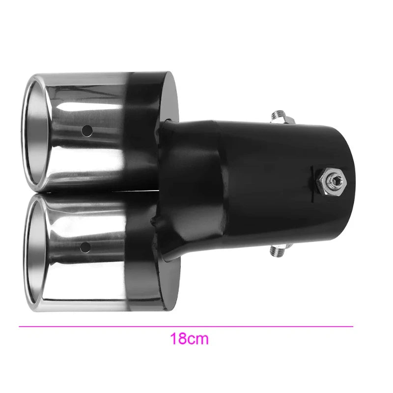 Decoração do carro tubo traseiro cromado estilo carro universal escape silenciador tubo cauda aço inoxidável curvo saída dupla