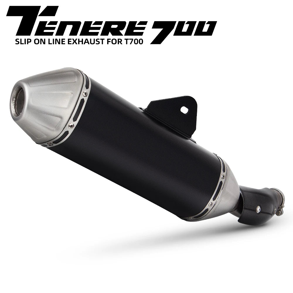 For Yamaha Tenere 700 T700 Escape Moto Slip on Motorcycle Exhaust Tail Pipe with Carbon Cover Muffler Connect Original