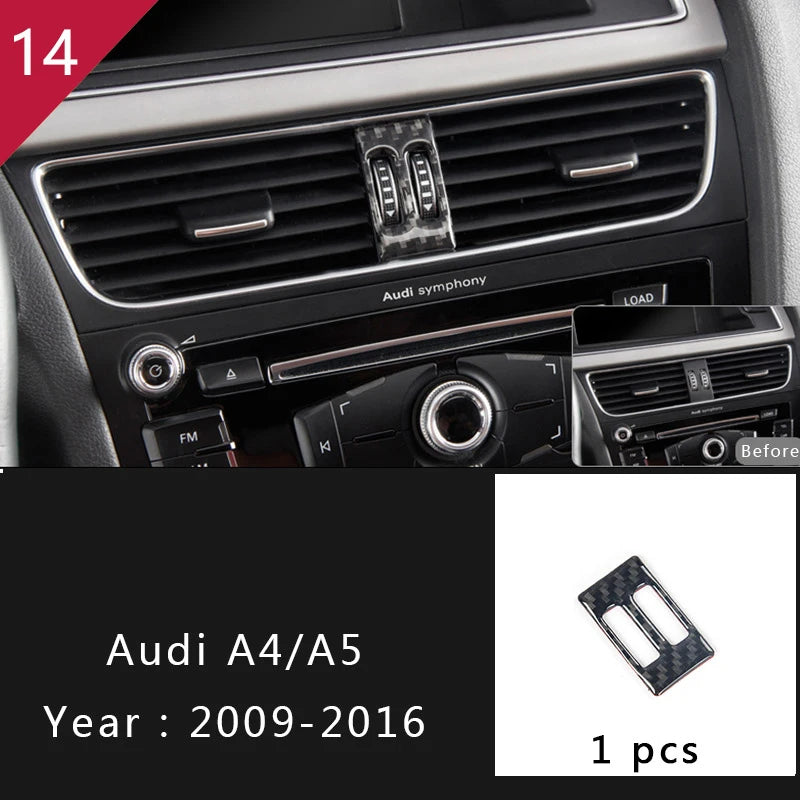 For Audi A4 S4 RS4 B8 8K A5 S5 RS5 8T 8F Carbon Fiber Interior Auto Gear Shift Panel Cover Frame Trim Sticker Car Accessories