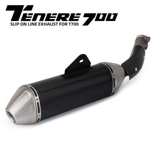 For Yamaha Tenere 700 T700 Escape Moto Slip on Motorcycle Exhaust Tail Pipe with Carbon Cover Muffler Connect Original