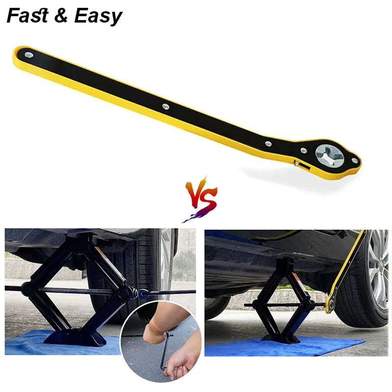 Car Jack Wrench Ratchet Handle AUTO Tire Wheel Lug Hand Tool Lift Spanner Key Tyre Repair Scissor Maintenance Garage Labor Save