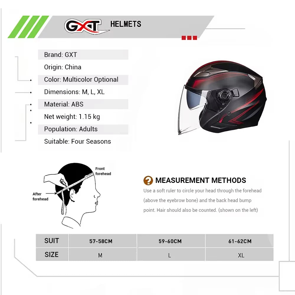 Motorcycle Half Helmet Double Lens Cool Casco Moto Four Seasons Men Women Street Fashion Open Face Helmet Capacete Moto Safety