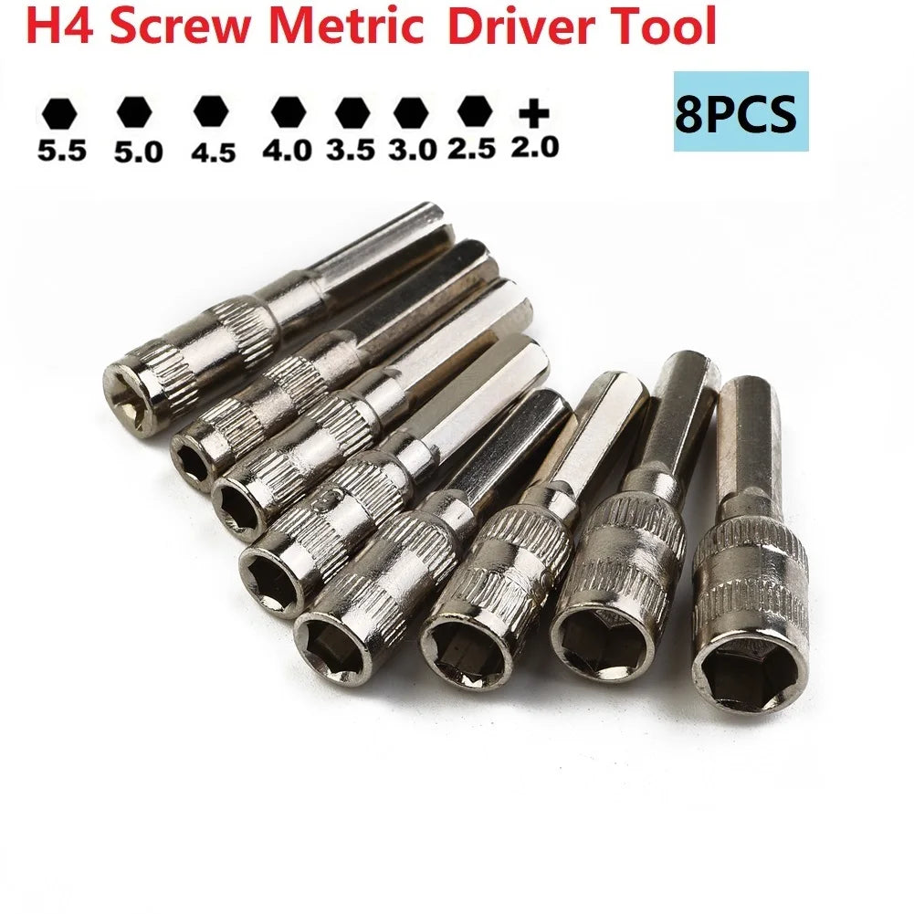 Hand Tools Home Socket Hex Socket Driver Tool H4 8pcs/Set Drill Bit Hex Nut Hex Shank Metric For Car Repairing