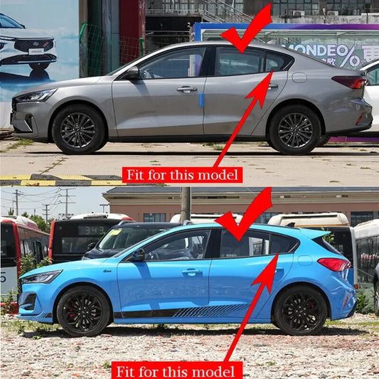 For Ford Focus 2019-2023 Sedan Hatchback Car Rear Louver Window Side Shutter Cover Trim Sticker Vent Scoop ABS Carbon Fiber Auto