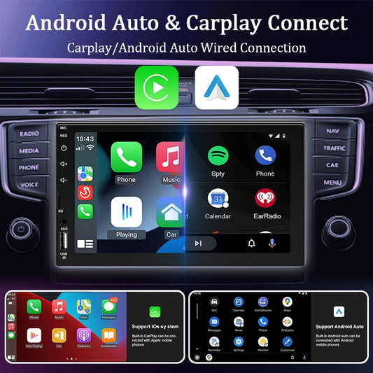 Car Radio 1 Din MP5 Android Auto CarPlay 7 Inch Universal Autoradio USB TF Camera Bluetooth HD Camera Smart Car Systems