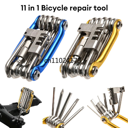 11 in 1 Bicycle Repair Tool Kit Mountain Bike Wrench Screwdriver Chain Hex Spoke Multifunction Bicycle Repair Set Cycling Tool
