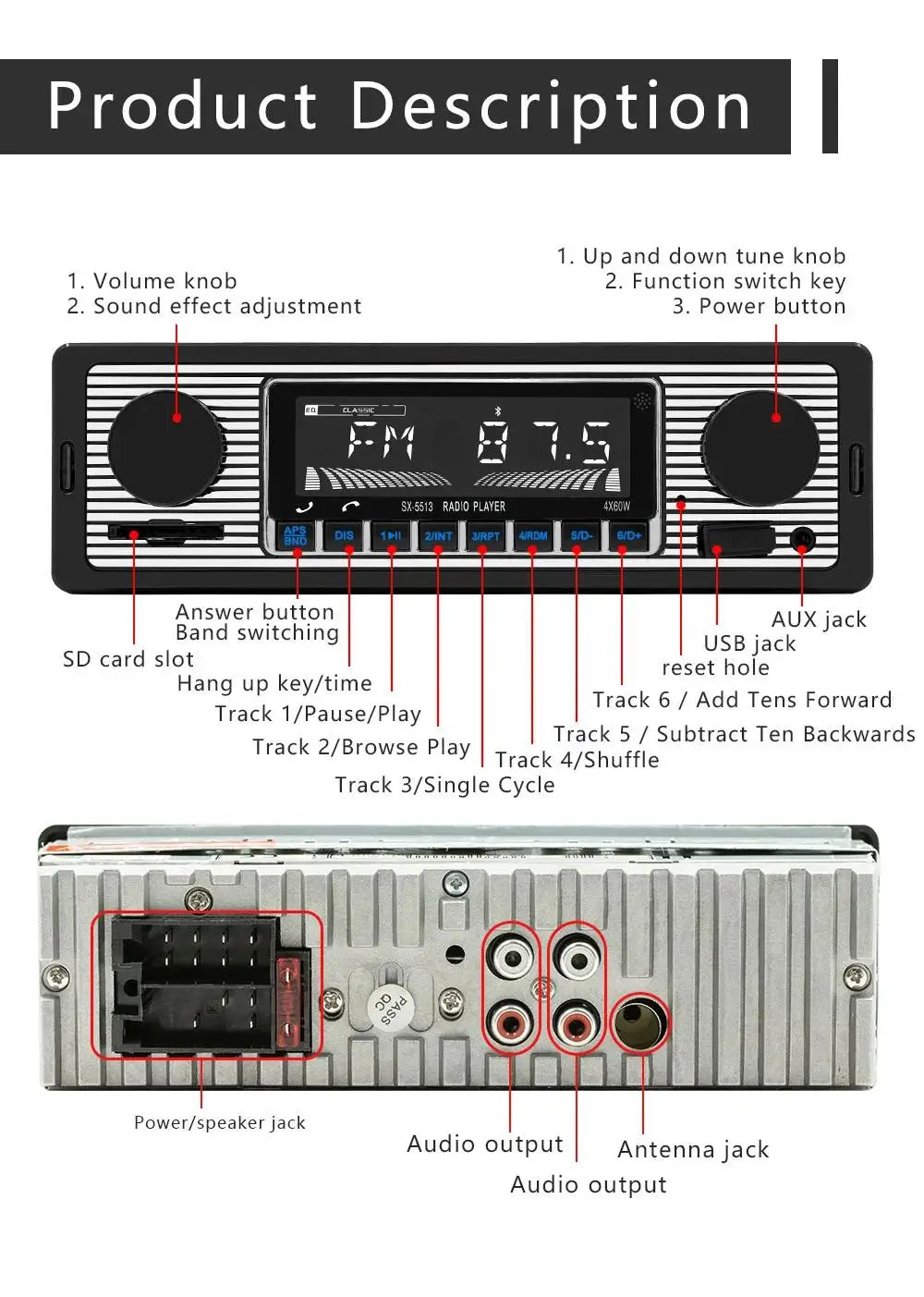 Car Radio autoradio 1din 12V-24V FM MP3 NEW Electronics Bluetooth teypleri radio para carro USB SD AUX Audio Accessories