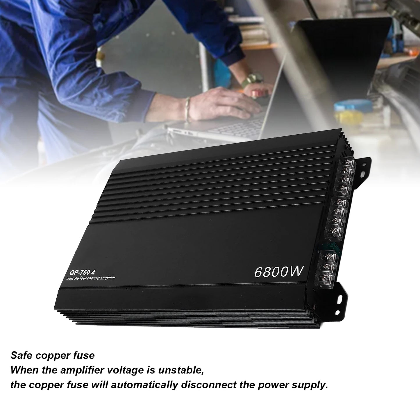 Car Amplifier Car Stereo Amplifier 4 Channel Aluminum Alloy High Heat Dissipation Power Amp for Car Speakers Car Audio Amplifier