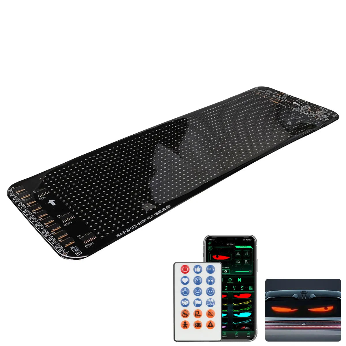 Car Smart LED Display Rear Windshield Interactive Screen DIY Pattern Graffiti Scrolling Text Funny Matrix Pixel Panel APP Cont