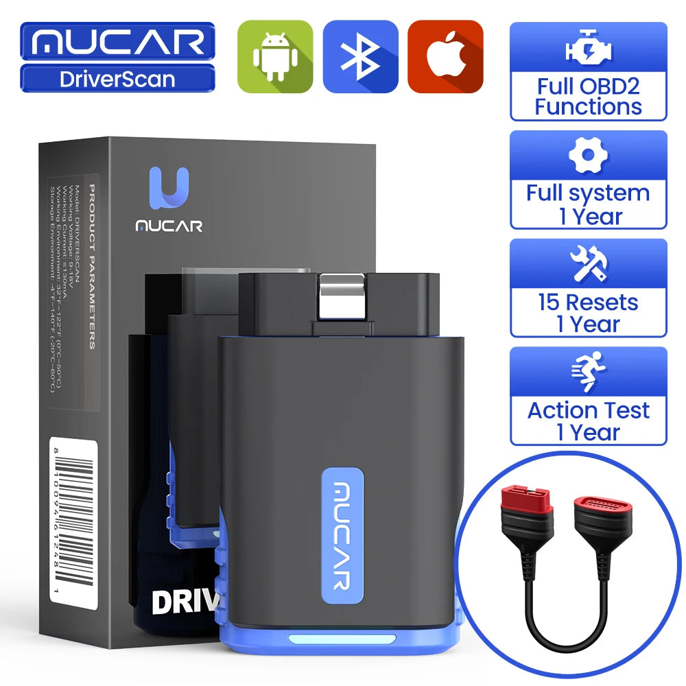MUCAR DriverScan Auto OBD2 Scanner Actuator Test OIL ABS Brake DPF 15 Resets Full System TCM AirBag Car Diagnostics Tools