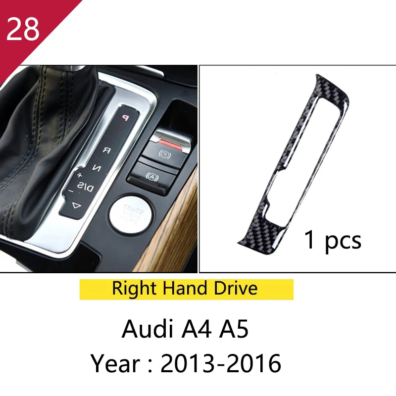 For Audi A4 S4 RS4 B8 8K A5 S5 RS5 8T 8F Carbon Fiber Interior Auto Gear Shift Panel Cover Frame Trim Sticker Car Accessories