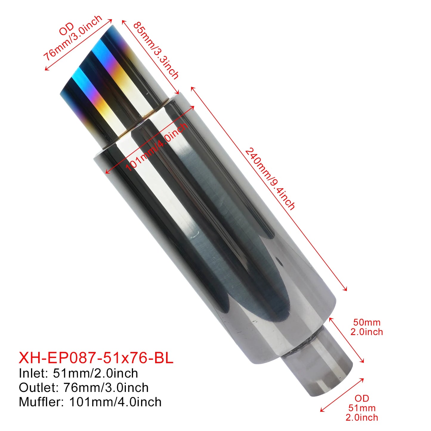 Car Escape Pipe Exhaust Systems Exhuast Muffler Tip Mufflers Turbo Sound Boost Universal 2'' Silencer Tips 201 Staineless Steel