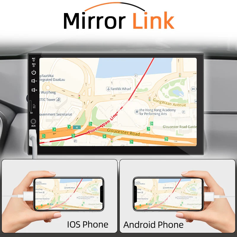 7“ Car Radio 1 Din Multimedia Player With Android Auto Carplay HD Touch Screen FM AUX Input Bluetooth MirrorLink Autoradio