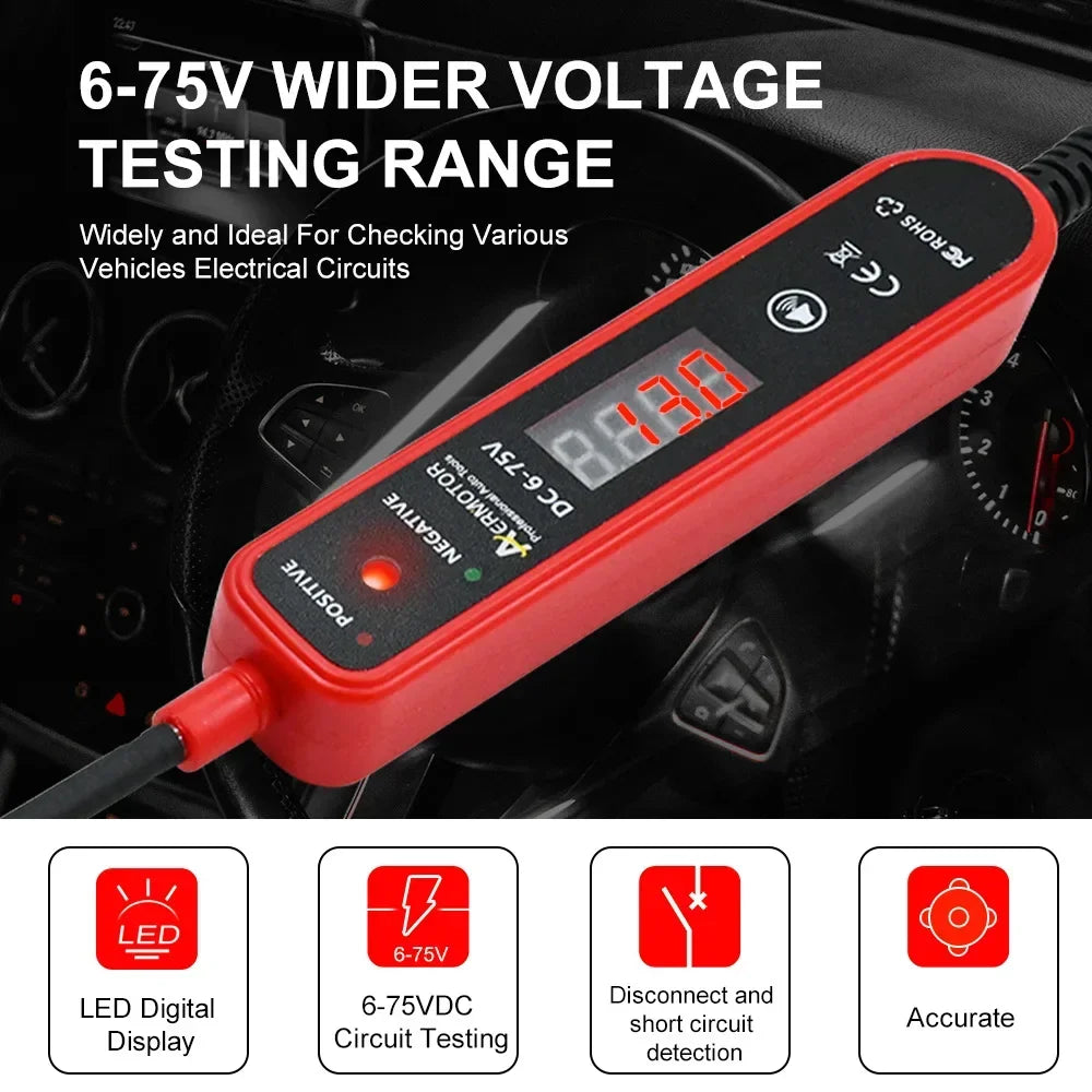 Car Circuit Tester Auto Repair Diagnostic Tool for Fault Maintenance and Testing Digital Display Automotive Electrical Pen