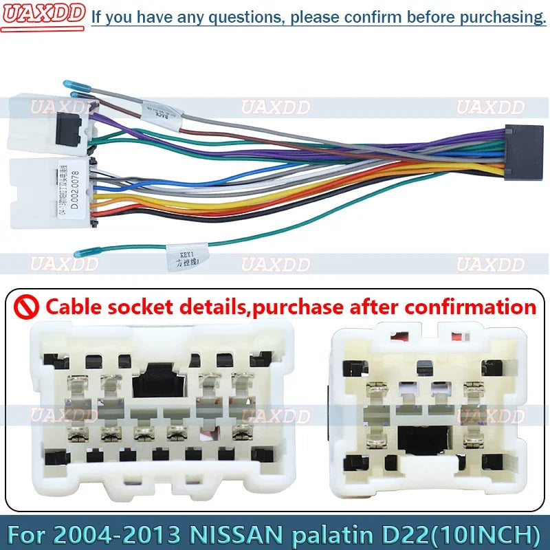 For 2004-2013 Nissan Palatin D22 10inch Radio Android Stereo Frame Panel Fascia Dashboard Multimedia Screen Video Cable Harness