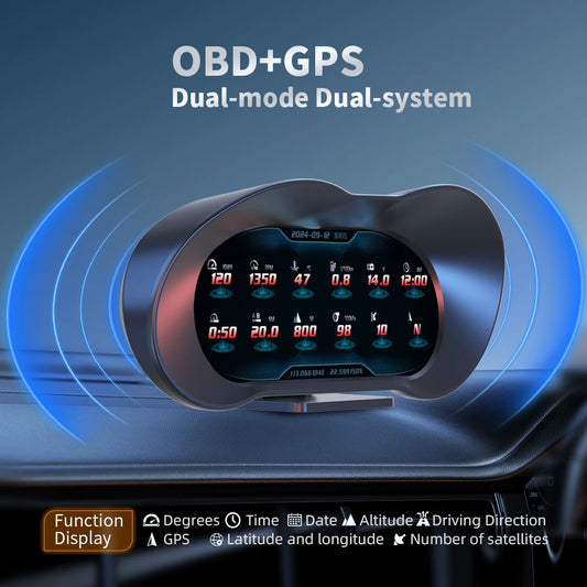 P5 Digital Dashboard OBD+GPS Dual System Head Up Display Fuel consumption Turbo pressure Multi-function Intelligent Car System