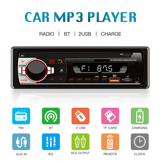 REAKOSOUND Autoradio 1 Din Bluetooth Radio Car  AUX-IN MP3 Player FM USB Auto Stereo Audio Stereo Digital Audio FM Music Stereo