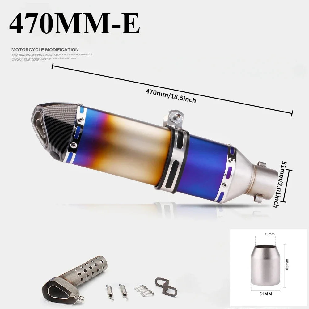Tubo de escape da motocicleta 51mm com silenciador modificar motocross silenciador para Z400 250 R15 R3 sujeira pit bike scooter