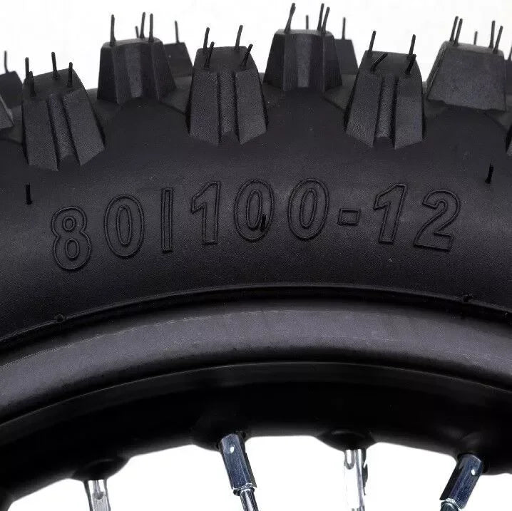 12'' Rear Wheel 80/100-12 RimTire 3.00-12 Tire 12mm Bearing Axle for Pit Pro Trail Bikes Off-road Apollo CRF 125cc