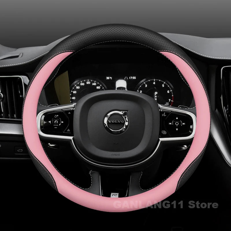 Leather Car Steering Wheel Cover For Volvo XC60 XC40 XC90 Anti-slip Auto Steering Wheel Cover Volvo XC60 Accessories